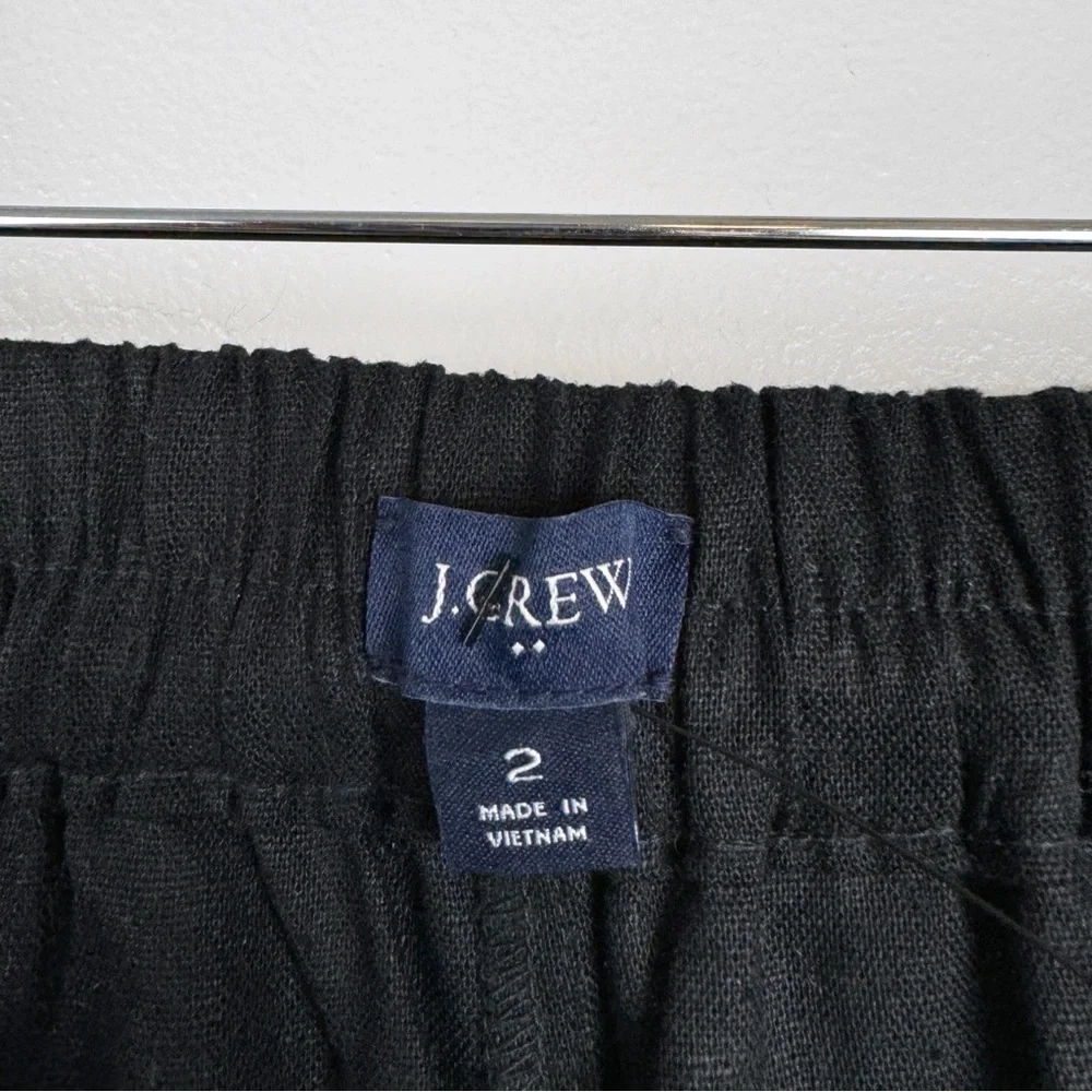 J. Crew Elastic Back Linen Blend Pleated Shorts Black Size 2 NWOT